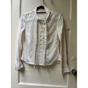 Womens Cream Cotton Blouse S Western Regency Soft Girl Romantic Victorian Regal